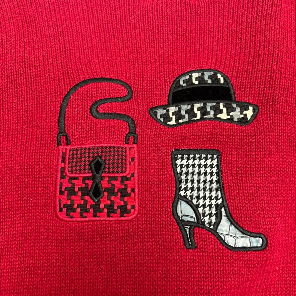 Christopher Banks vintage Knit Red Sweater with Purse Shoe Accents